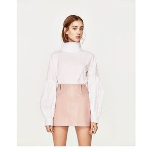 Zara Blush Faux Leather Skirt